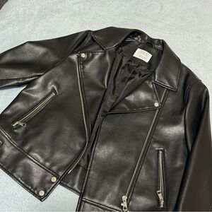 ZARA Kid/Teen Black Faux Leather Moto Jacket